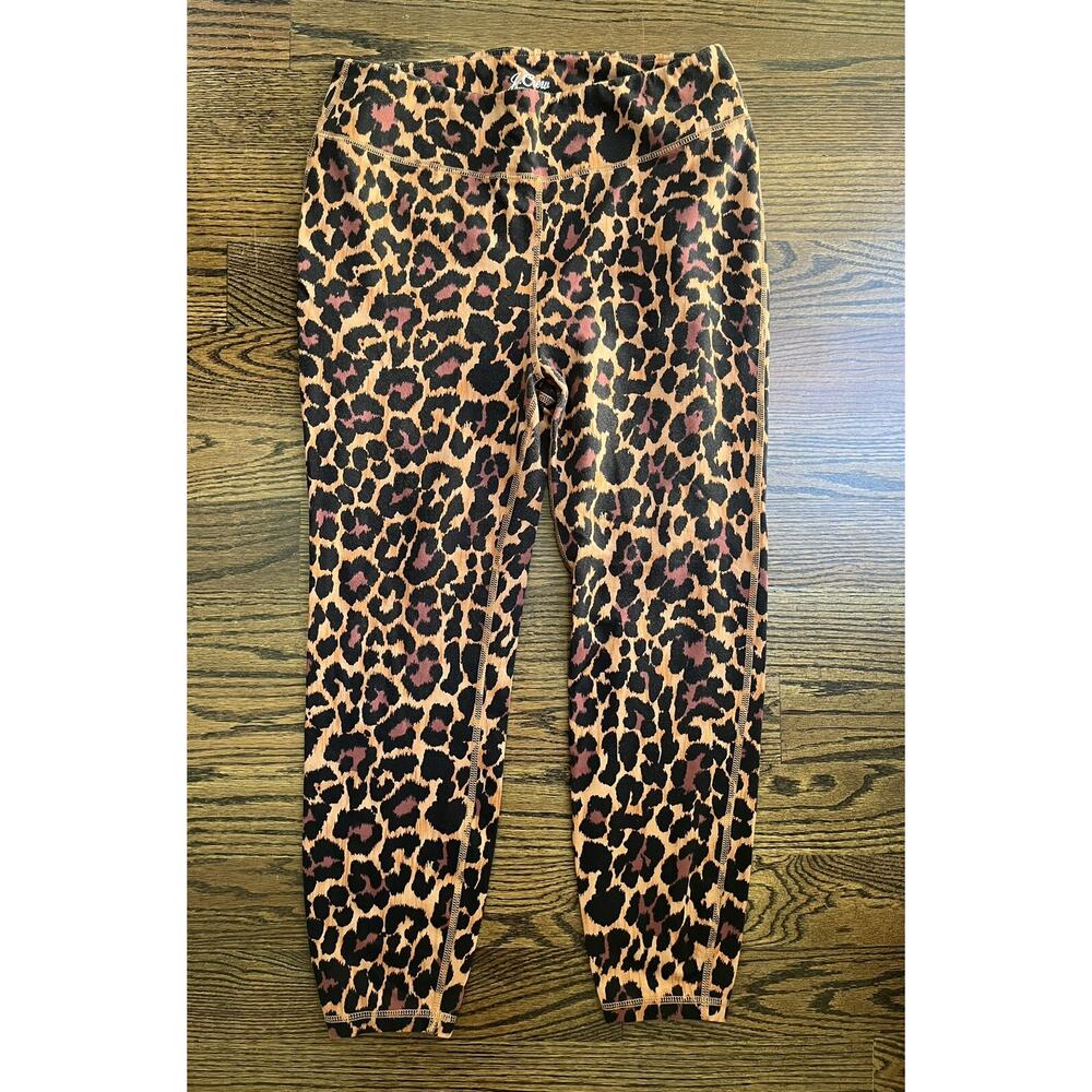 J. Crew Weekend Size XL Black Brown Leopard Print Cotton Leggings